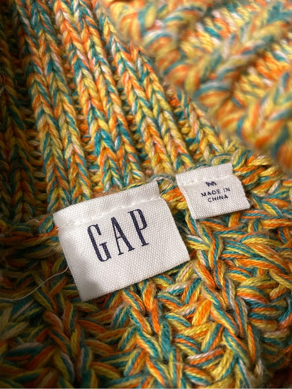 GAP Multicolor Gradient Knit Sweater, 100% Cotton Mock Turtleneck, Size M - Picture 4 of 5